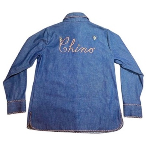 Vintage 1980s Denim Western Snap Front Patch Shirt Motorcycle Americana‎ - Picture 4 of 12